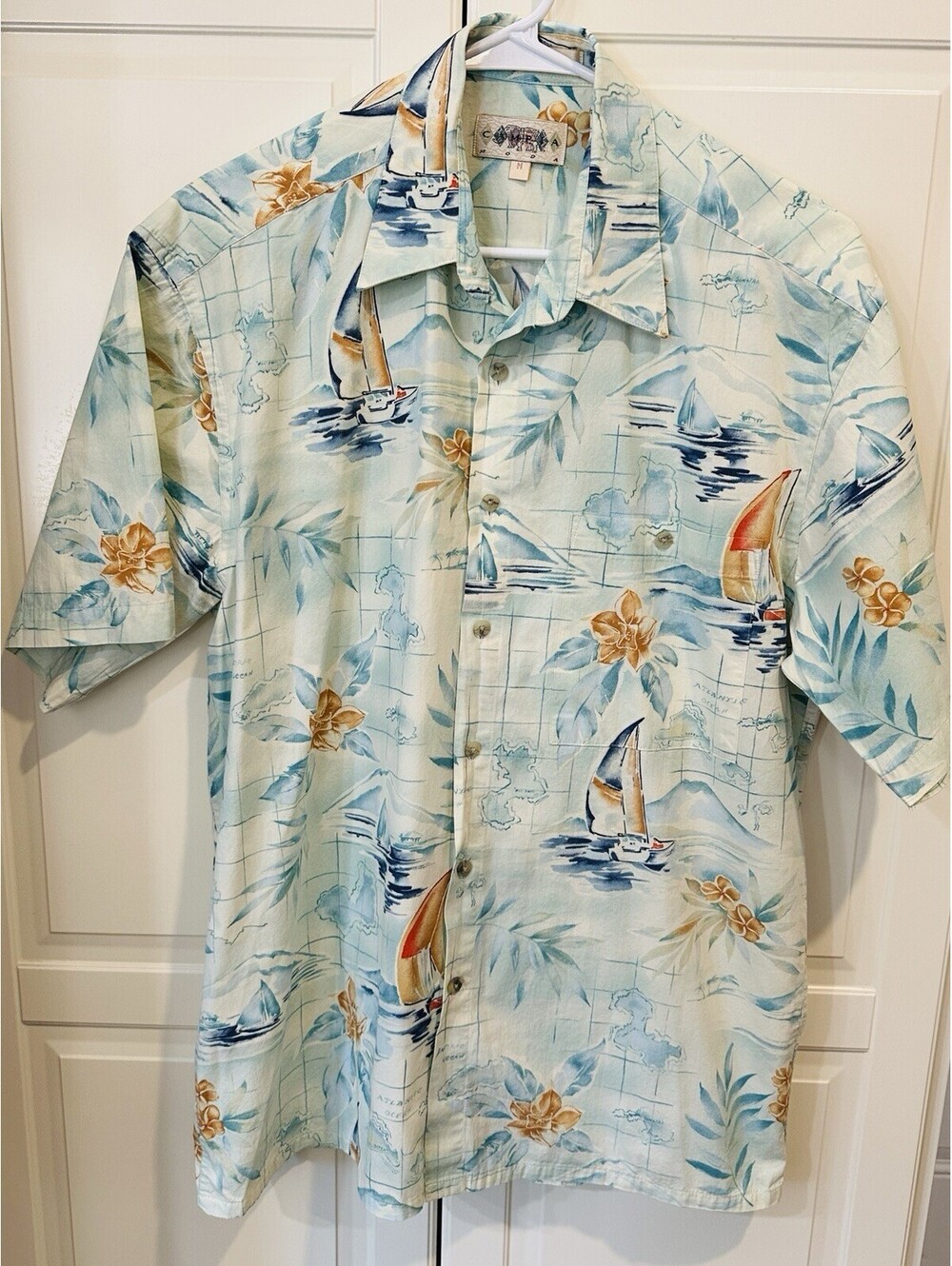 Campus Moda Vintage Men's Cotton Tropical Camp Shirt Size M